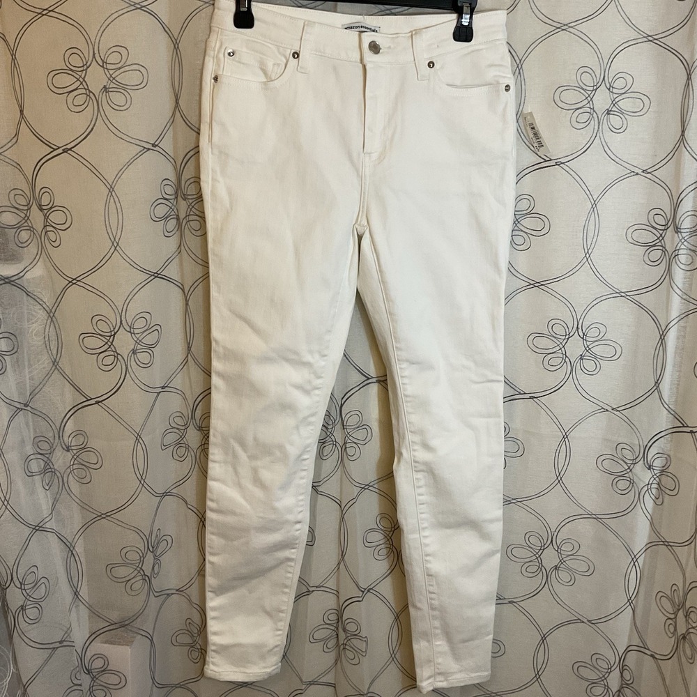 Women's Amazon Essentials Skinny White Denim Jeans Size 6 Regular